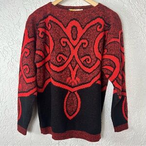 VTG 80’s Diane Von Furstenberg DVF Sportswear Geometric Knit Sweater Size M/L